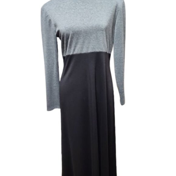 KC Spencer NY Black and Gray Long Sleeve Women's Dress Size 6 Shoulder Pads - Picture 2 of 8